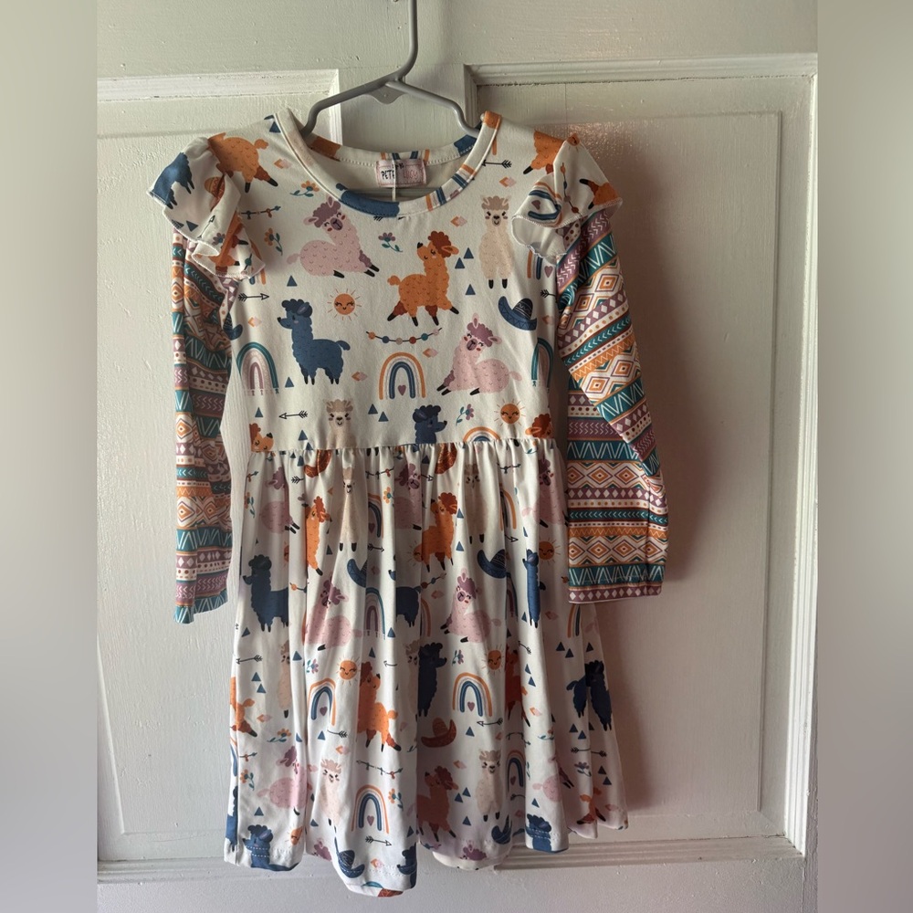 Casual Orange and Blue Puff Sleeve Sundress